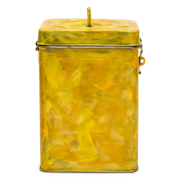 Hand Painted Canister | Rustic Yellow | Peepa Flour Tin