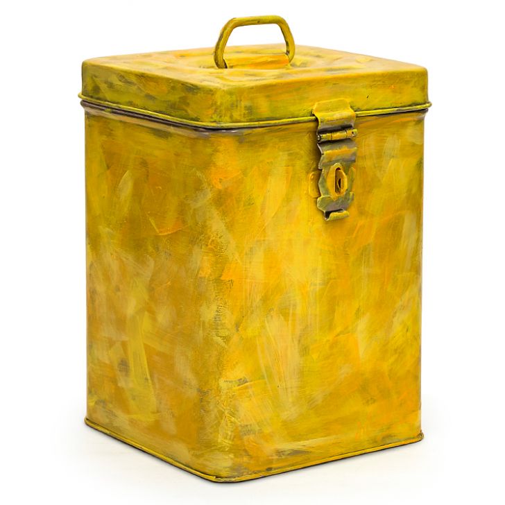 Hand Painted Canister | Rustic Yellow | Peepa Flour Tin