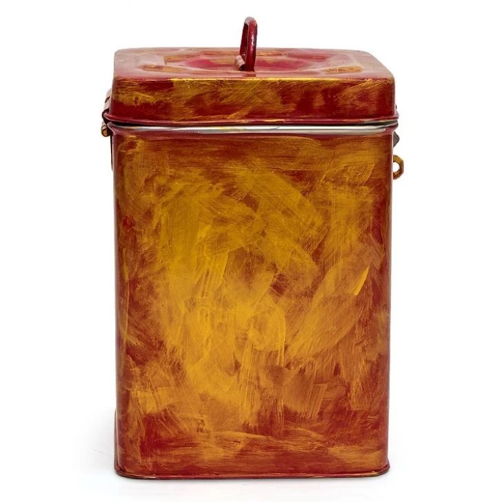 Hand Painted  Canister | Rustic Red Peepa | Aata Tin