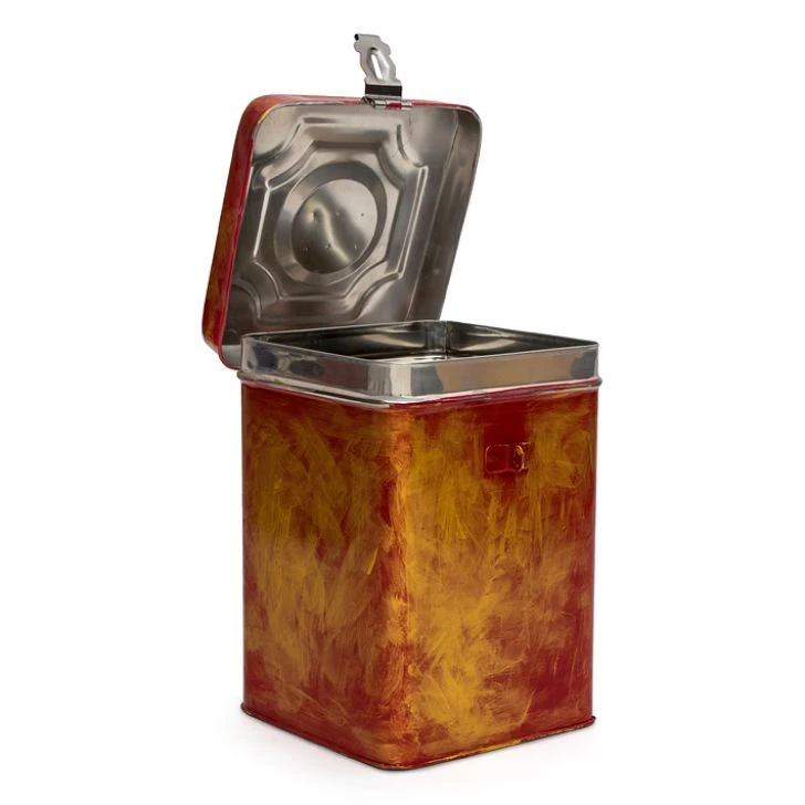 Hand Painted  Canister | Rustic Red Peepa | Aata Tin