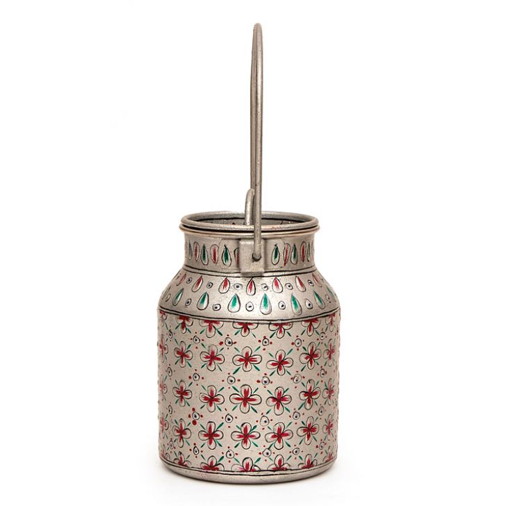 Hand Painted Milk Bucket | Silver Jar