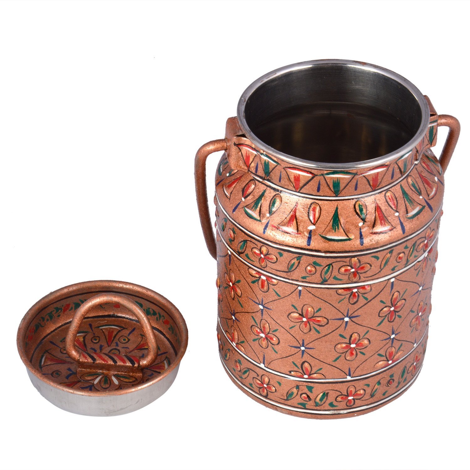 Hand Painted Milk Steel Bucket | Bronze Artistic Bucket