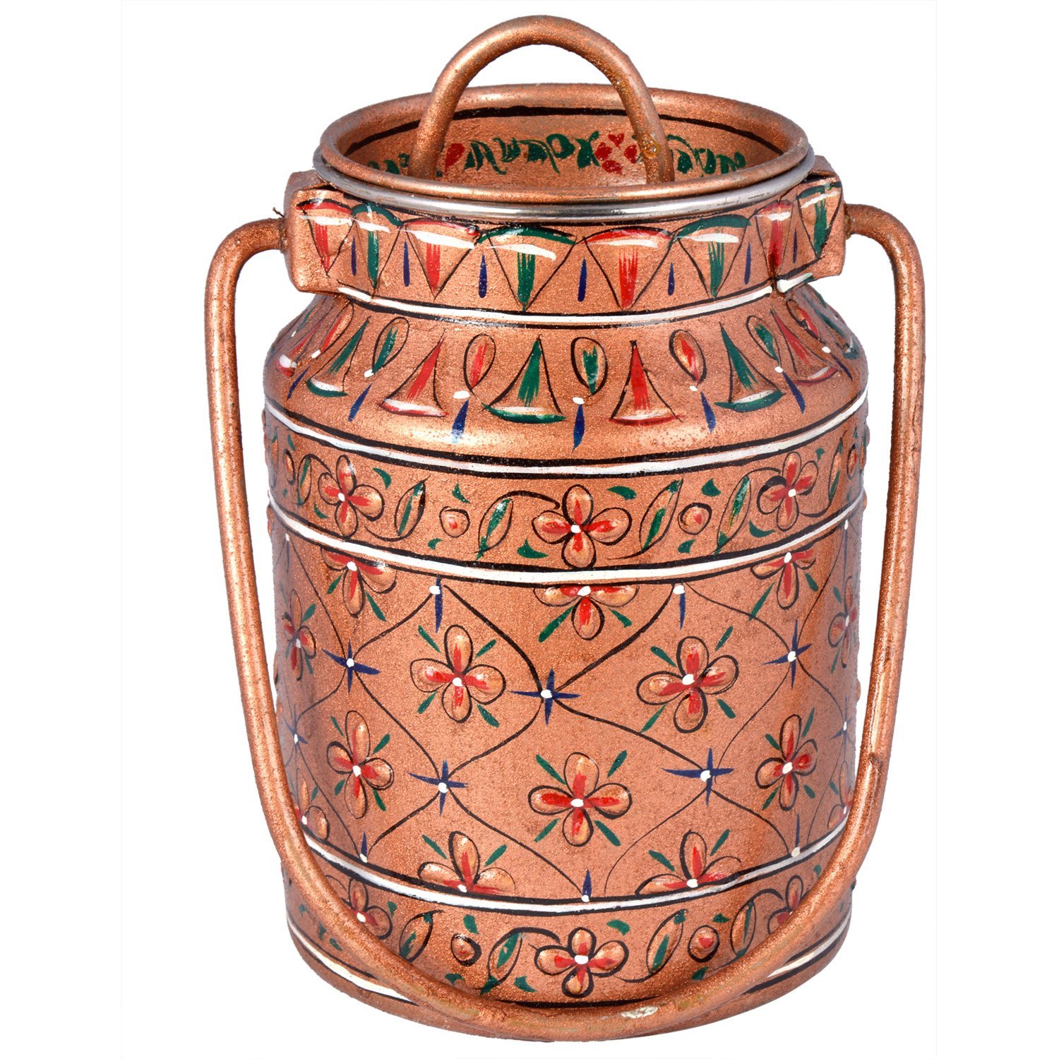 Hand Painted Milk Steel Bucket | Bronze Artistic Bucket