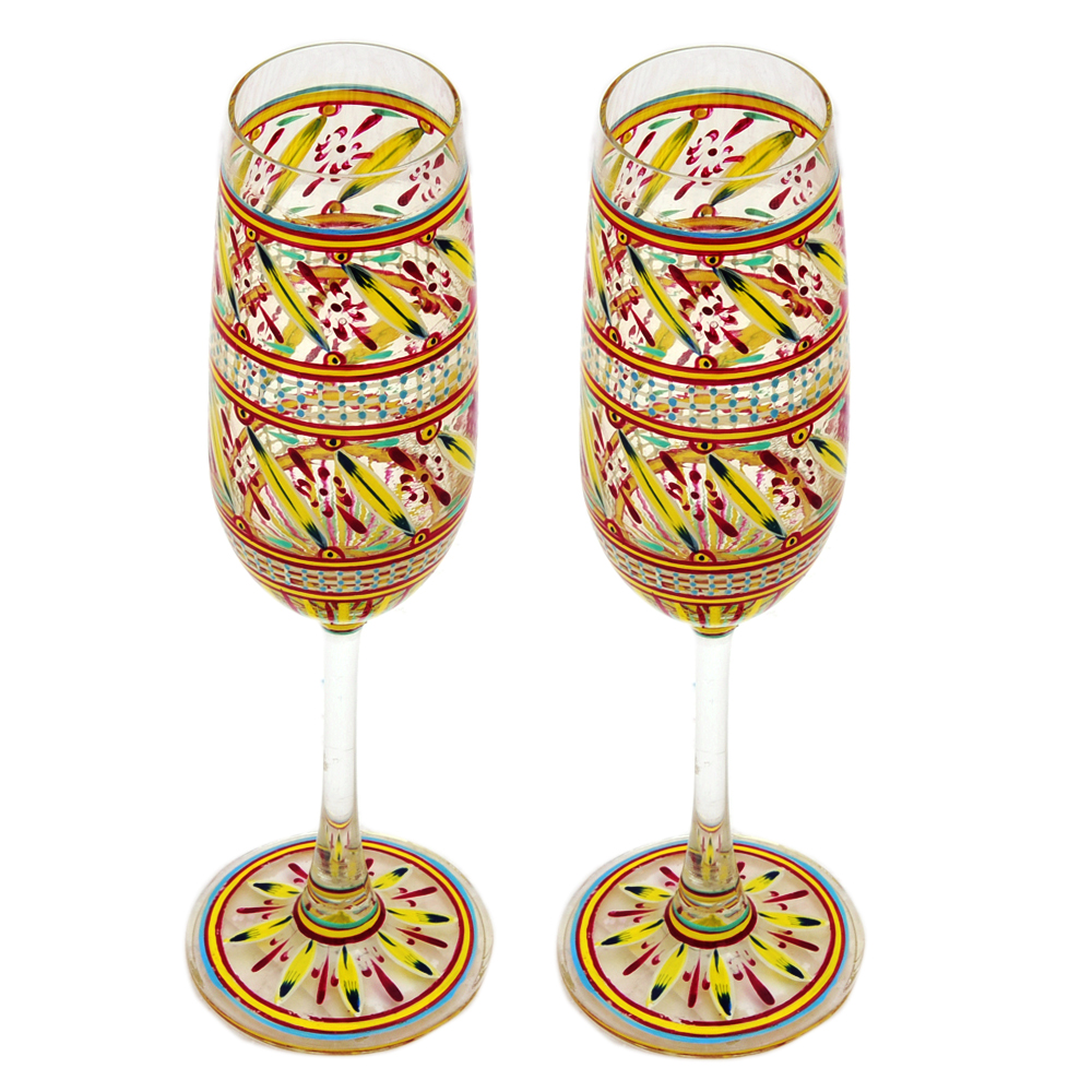 Hand-Painted Champagne Glasses (Set of 2)