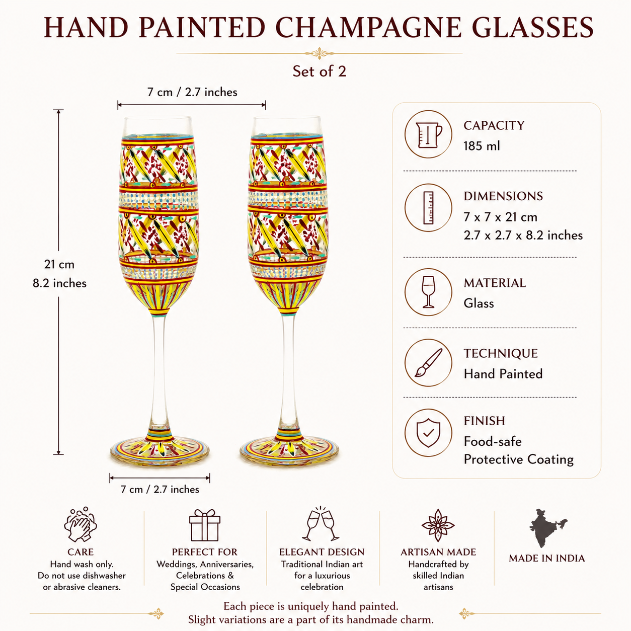 Hand-Painted Champagne Glasses (Set of 2)