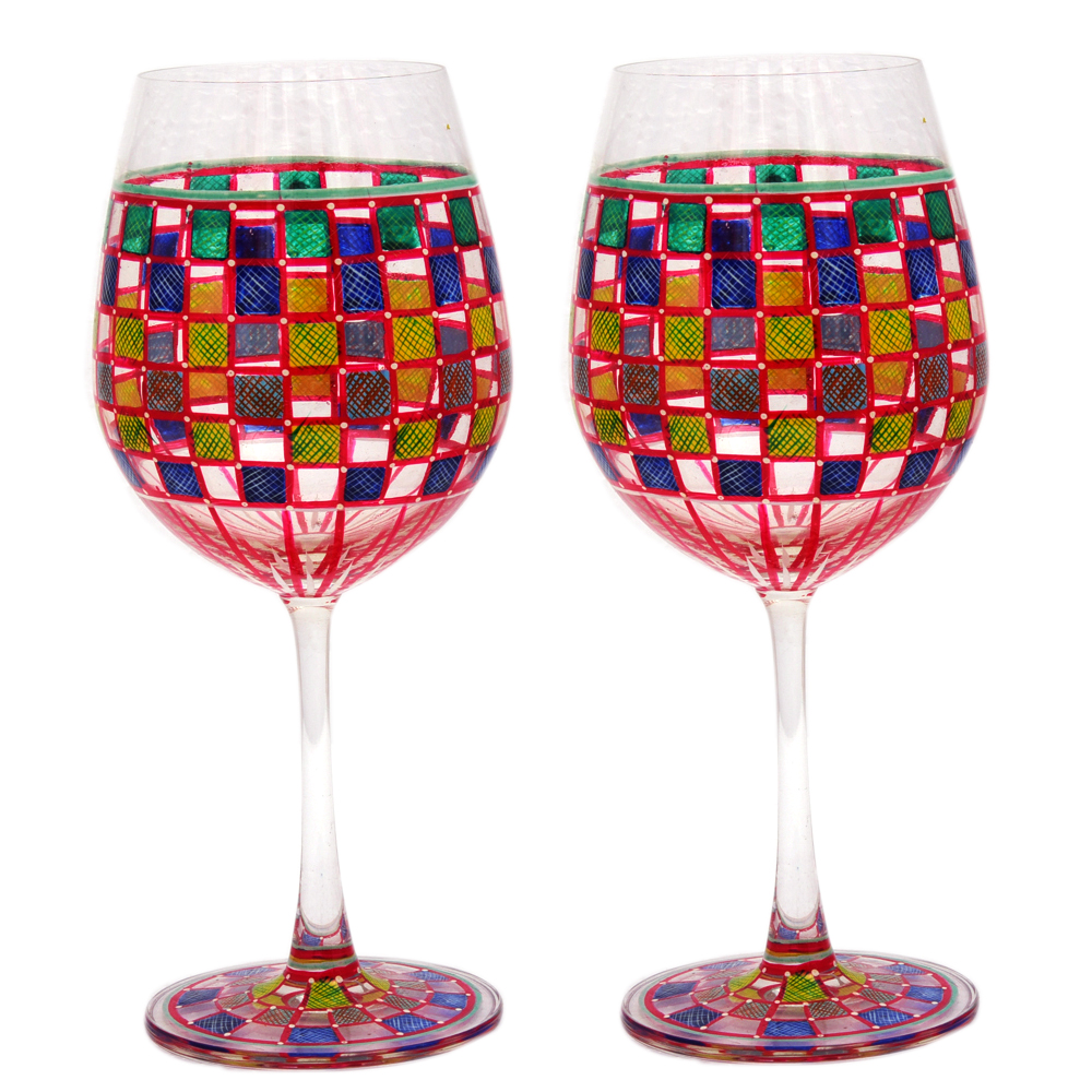 Hand Painted Wine glasses set of 2