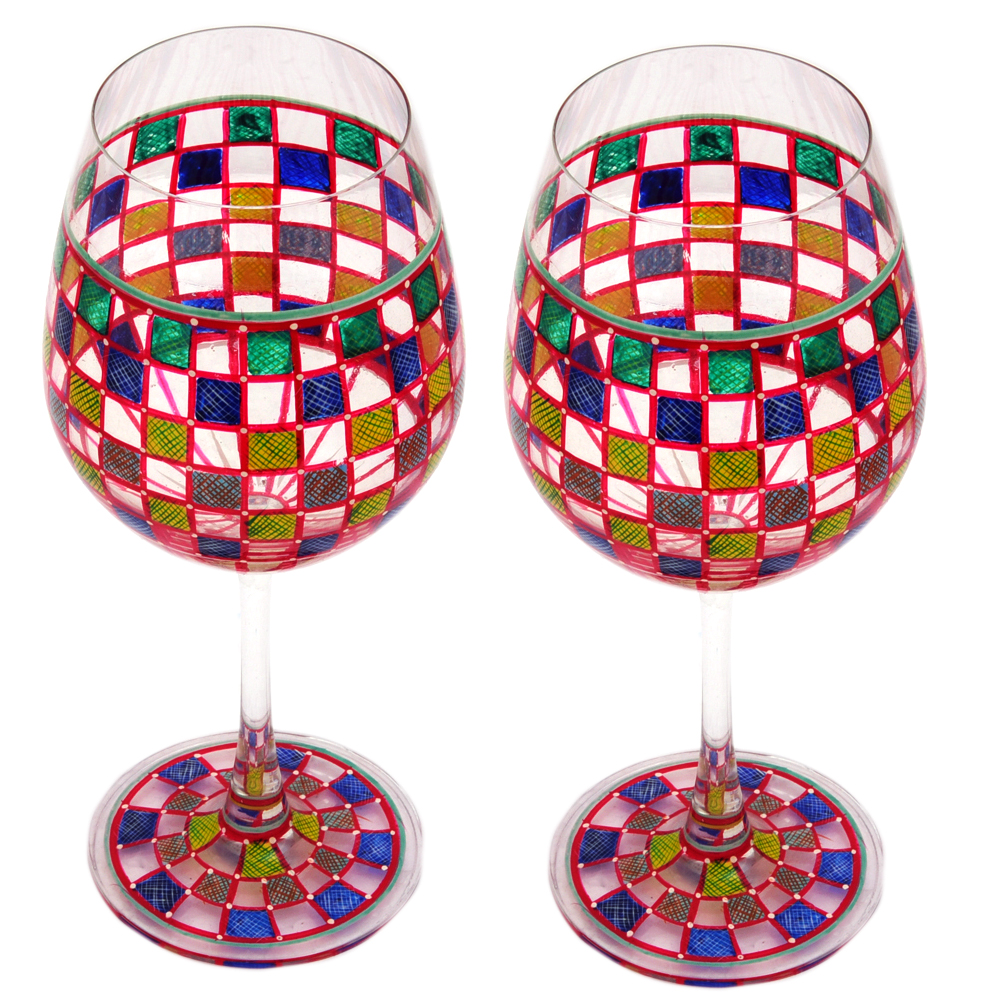 Hand Painted Wine glasses set of 2