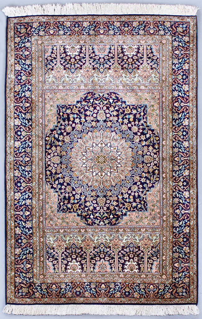 Kashmir Blue Pure Silk Rug (Ref 2408) 157x95cm