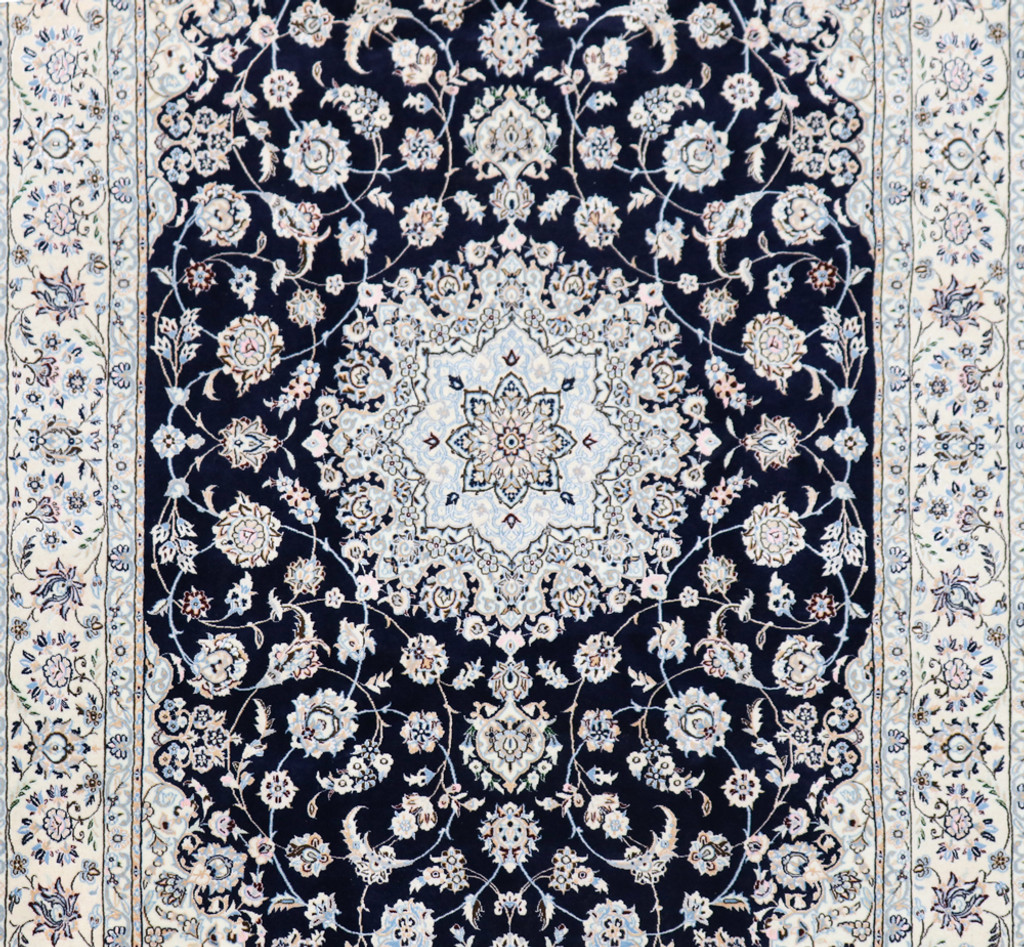 Nain Fine Silk Inlayed Navy Blue Persian Rug 6L (Ref 712) 250x160cm