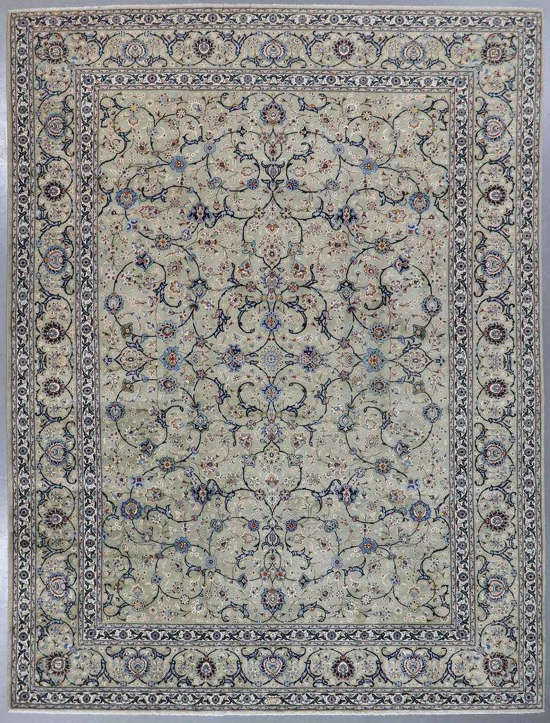 Kashan Fine All Over Pistachio Persian Rug (Ref 381) 415x300cm