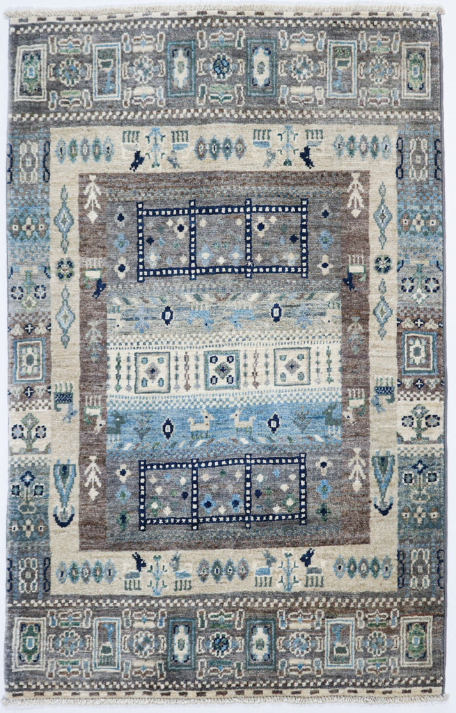 Kazak Pictorial Khorjin Fine Veg Dye Rug (Ref 1150) 129x85cm