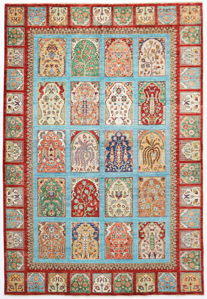 Chobi Fine Panel Design Veg Dye Rug (Ref 896) 301x199cm