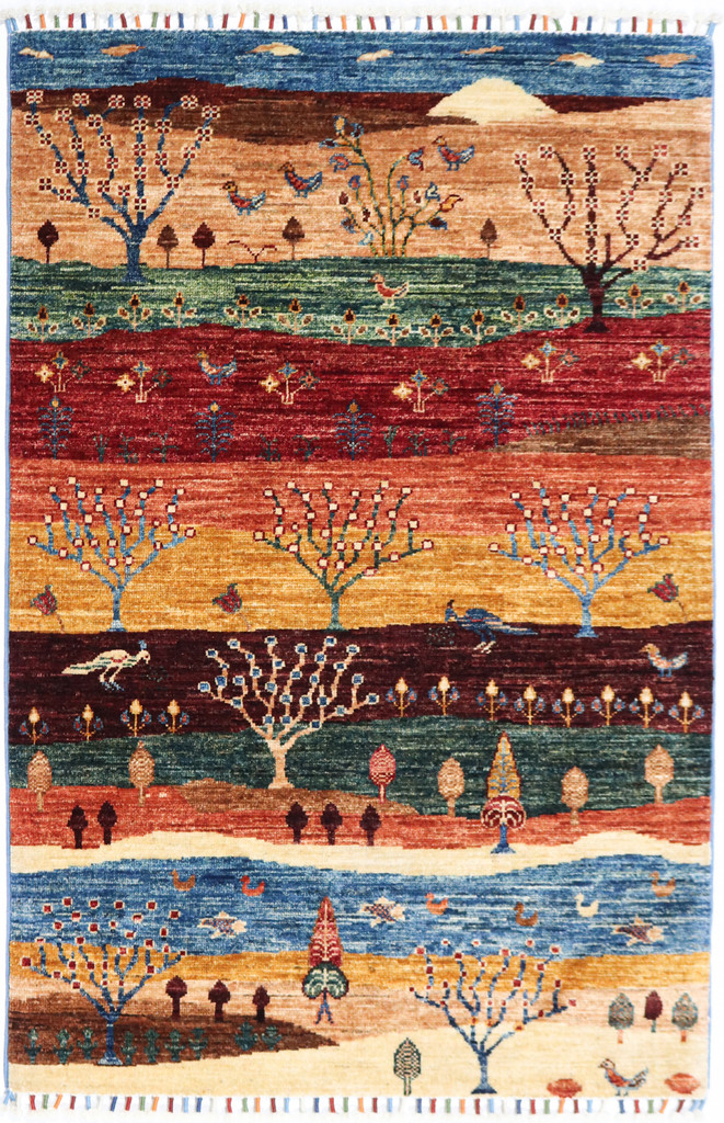 Khorjin Chobi Pictorial Fine Veg Dye Rug (Ref 1010) 124x85 cm