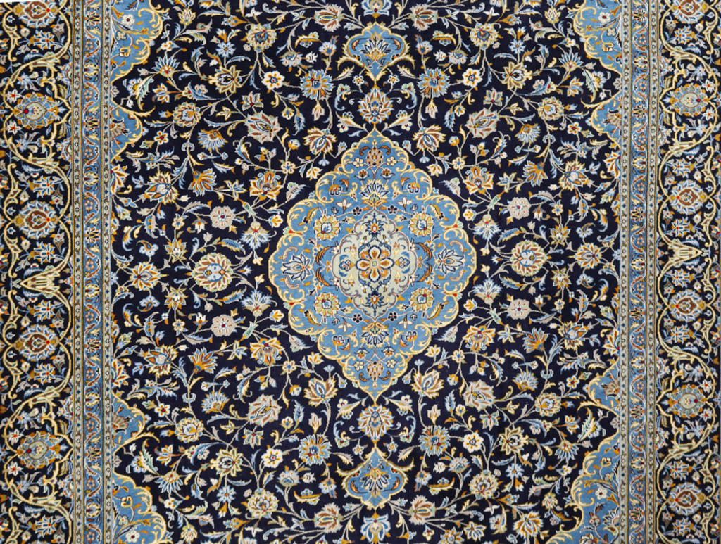 Kashan Classic Navy Persian Rug (Ref 101048) 392x296cm