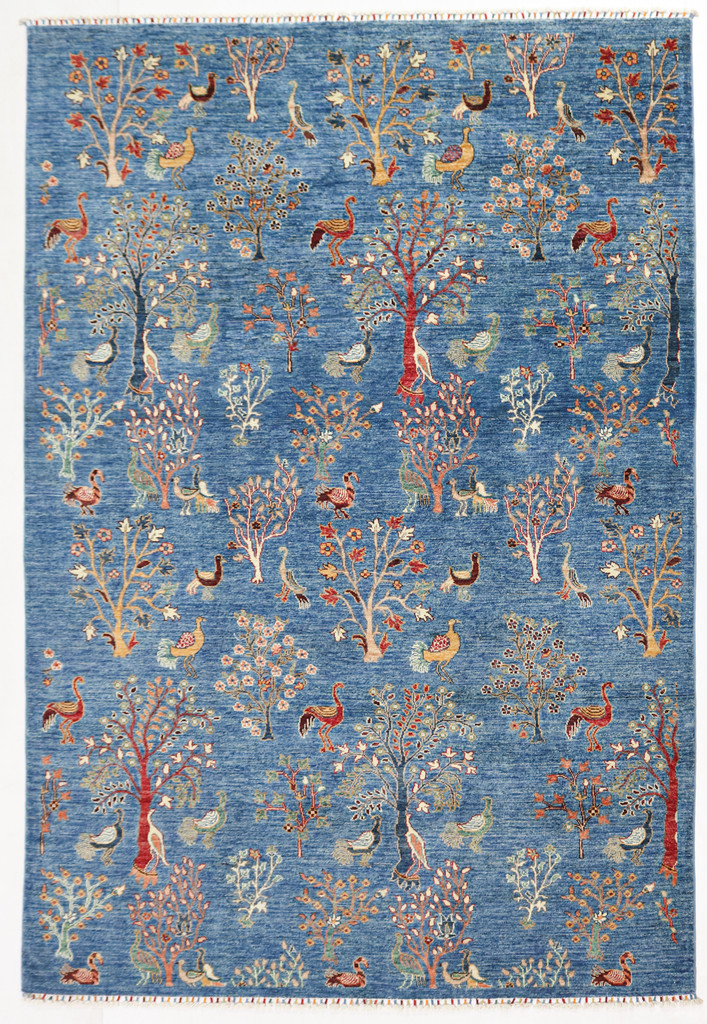 Pictorial Suzani Khorjin Fine Veg Dye Rug (Ref 114) 303x203cm