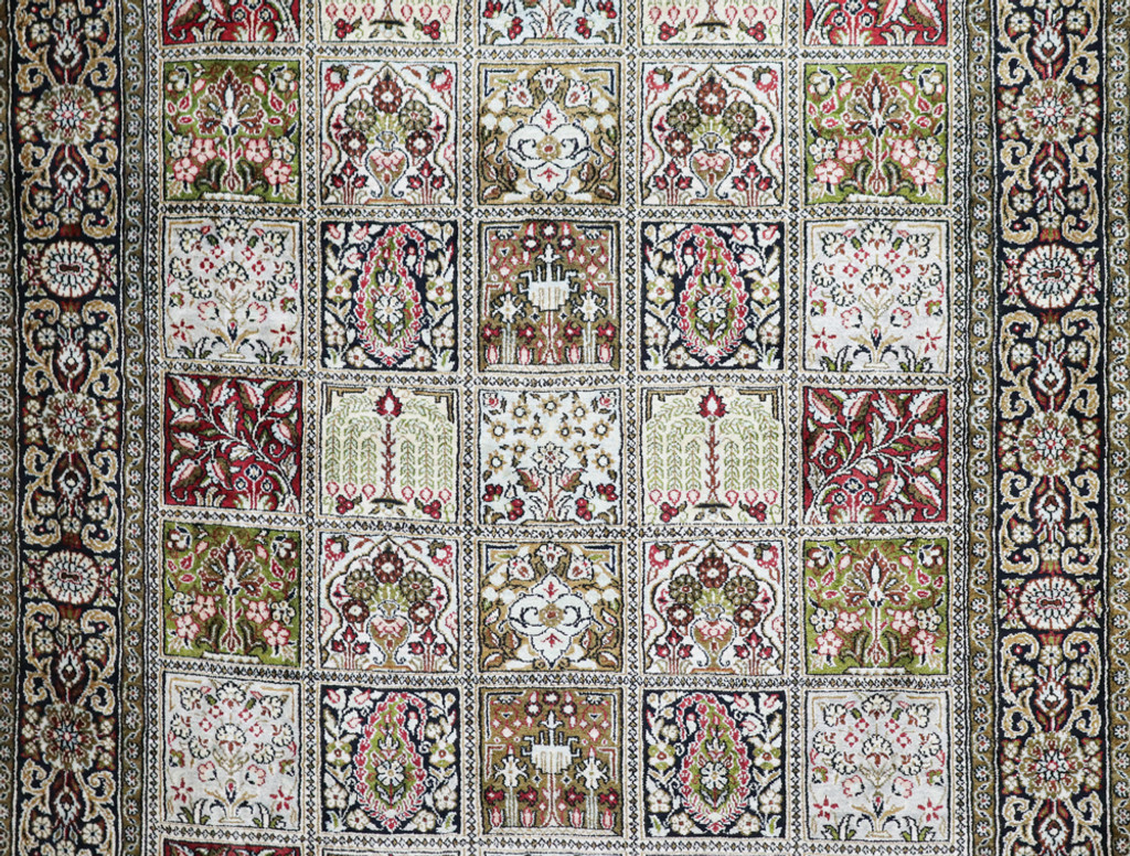  Qum Pure Silk Vintage Persian Rug (Ref 44a) 146x105cm