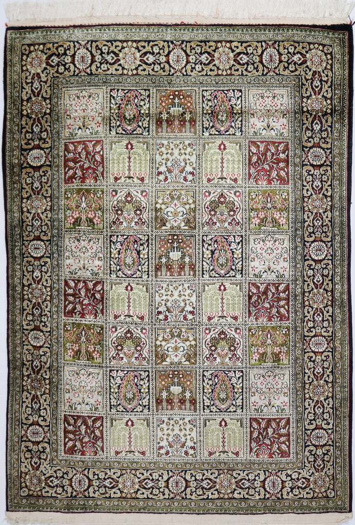  Qum Pure Silk Vintage Persian Rug (Ref 44a) 146x105cm