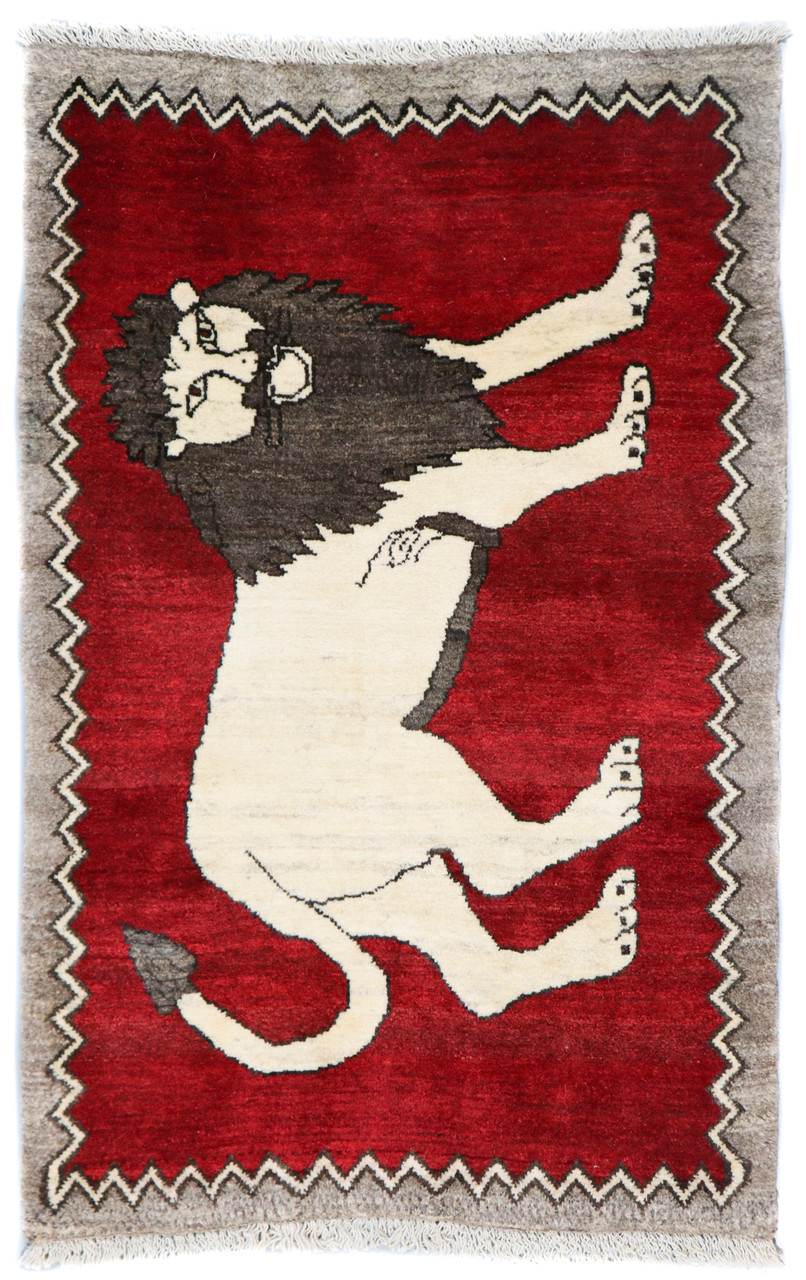 Shiraz Qashqai Pictorial Lion Persian Rug (Ref 244) 123x80cm
