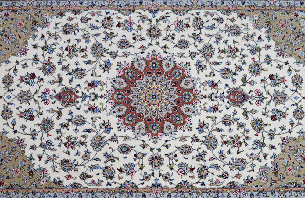 Texture Rug Inlay Tabriz Silk Inlay Persian Rug (Ref 313) 300x200cm - Persian Rug Co.