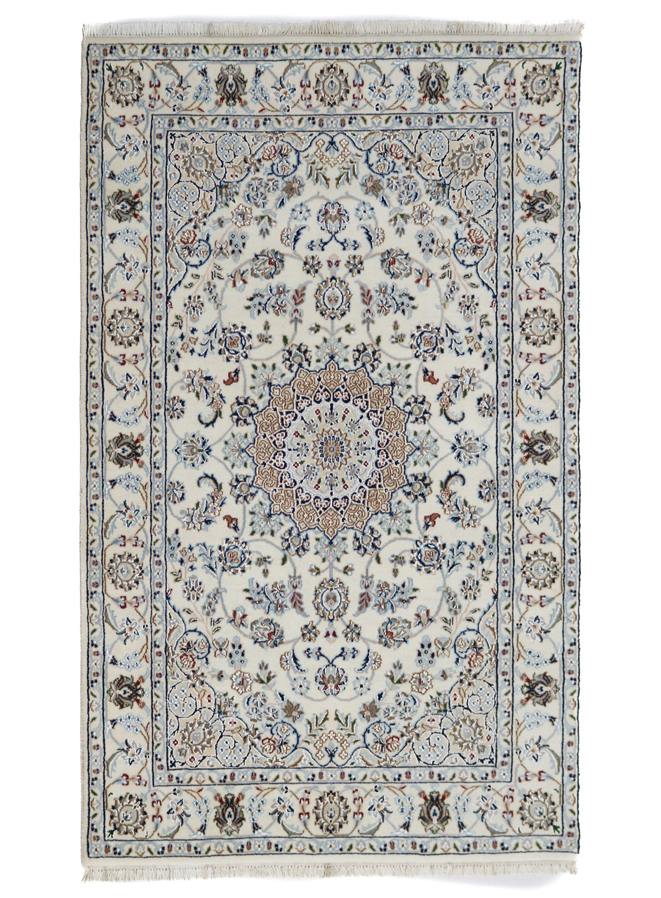 Inlay Rug Nain Fine Jaipur Wool Silk Inlay Rug (Ref 2909) 178x110cm - Persian Rug Co.