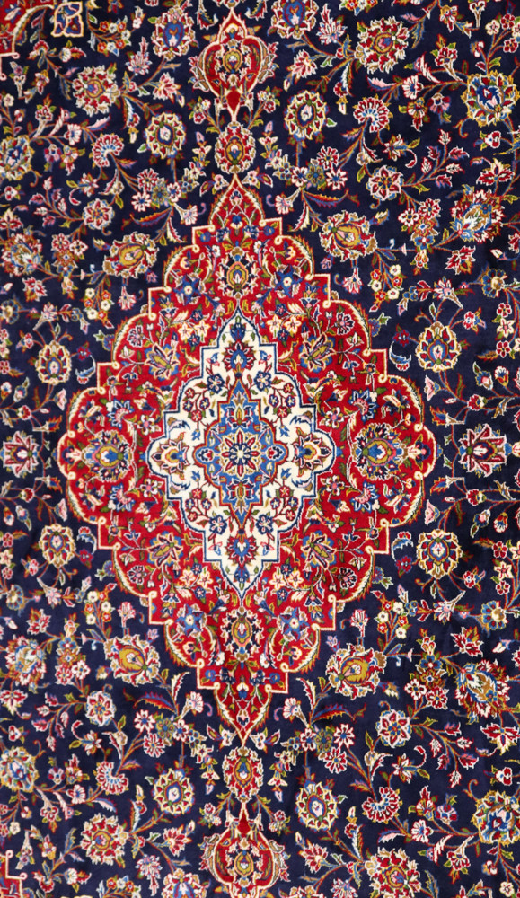 Kashan Fine Navy Persian Rug (Ref 465) 425x305cm Persian Rug Co.