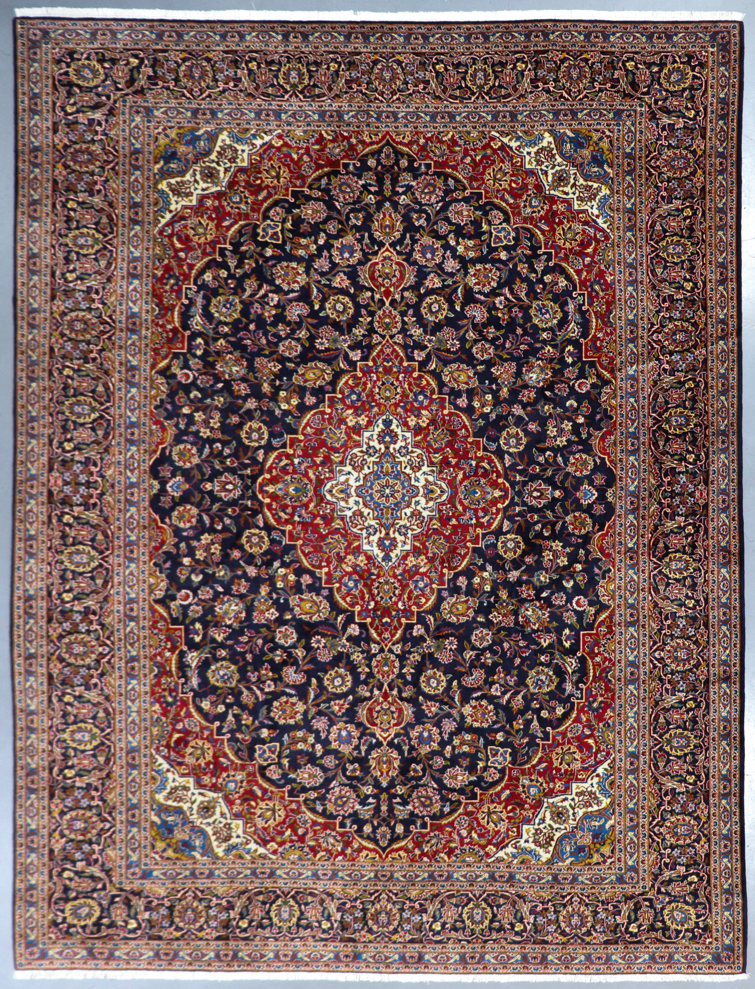 Kashan Fine Navy Persian Rug (Ref 465) 425x305cm Persian Rug Co.