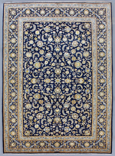 Kashan Navy Blue All-Over Vintage Persian Rug (Ref 140801) 390x268cm