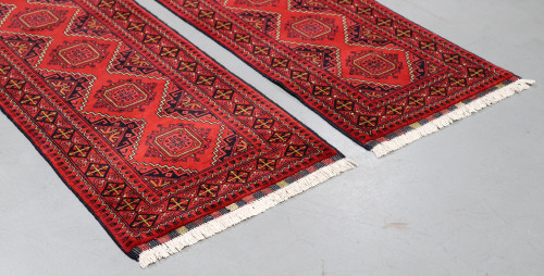 Pair Afghan Kundus Fine Tribal Runner (Ref 129) 218x60 (Ref 110) 218x60