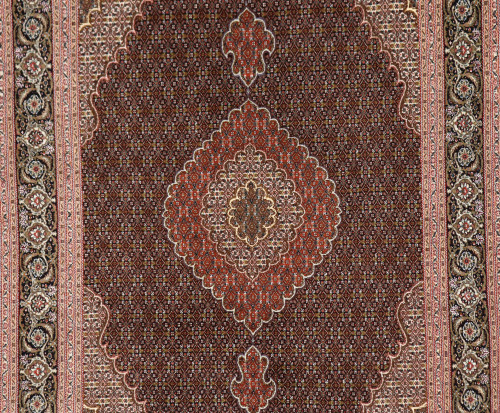 Mahi Tabriz Wool & Silk Fine 50 Raj Black Persian Rug (Ref 8) 300x200cm