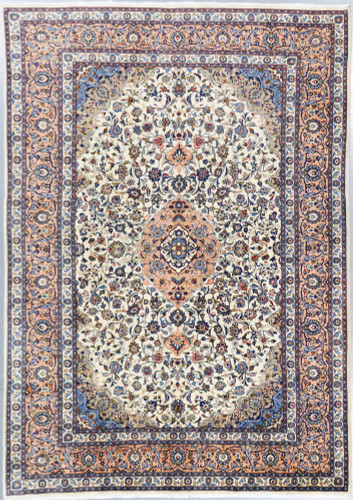 Kashan Vintage Pistachio and Coral Persian Rug (Ref 710) 357x250cm