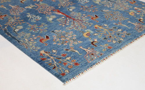 Pictorial Suzani Khorjin Fine Veg Dye Rug (Ref 114) 303x203cm