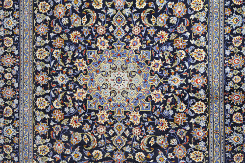 Kashan Fine Navy Blue Persian Rug (Ref 4) 363x284cm