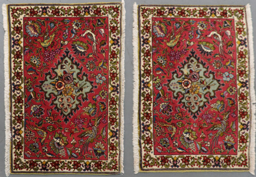 Matching Pair Kashmar Fine Vintage  Persian Rugs (Ref 16) 92x60cm
