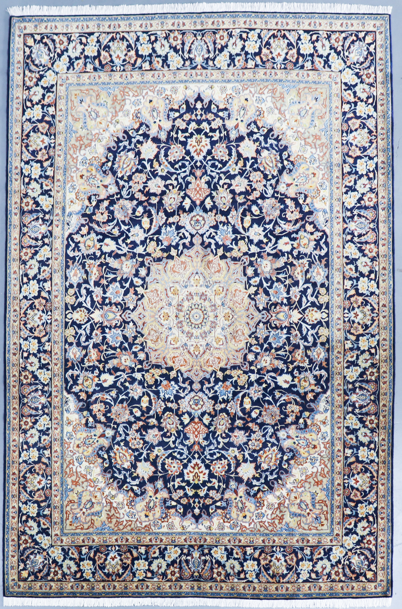 Iranian Carpet, Blue Rugs, Esfahan Carpets