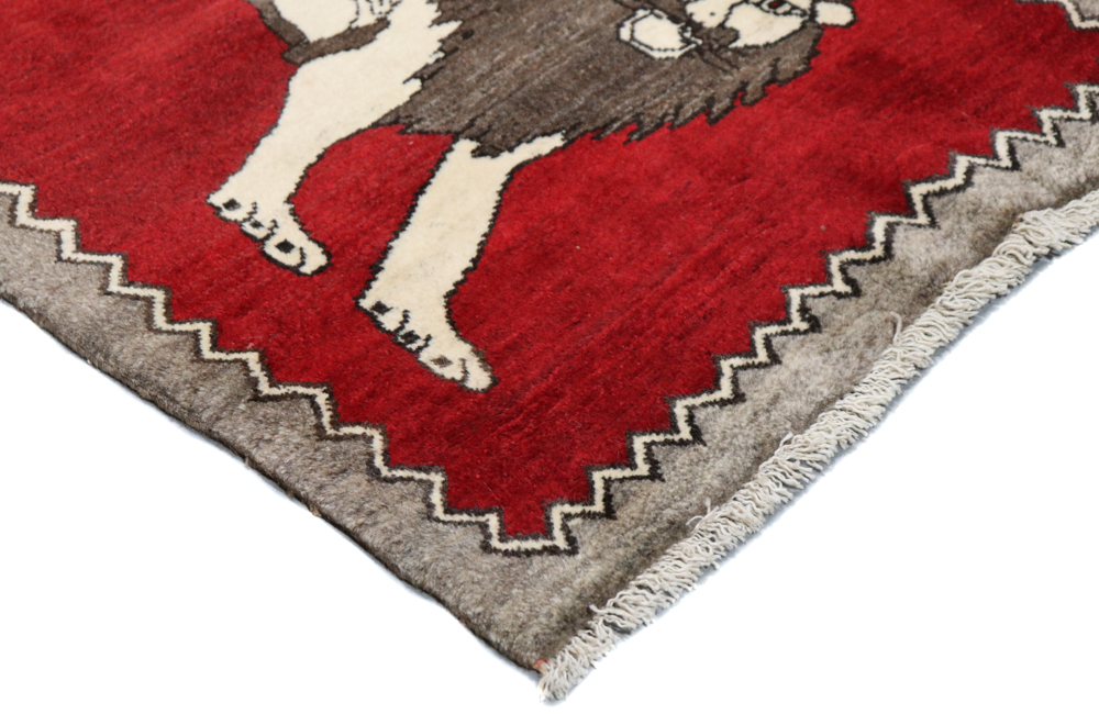 Shiraz Qashqai Pictorial Lion Persian Rug (Ref 244) 123x80cm