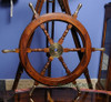 Teak Wood Boat Ships Wheel Brass Handles Hub