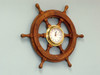 Ships Steering Wheel Brass Clock Nautical Wall Decor