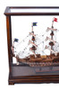 Brown Tall Ship Model Display Case Wood Table Top