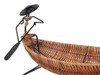 Asian Style Rattan Boat Shaped Basket Fruit Bowl Oriental Decor