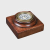 Royal Mail Gimbaled Brass Compass Mahogany Wood Base Replica