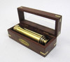 Polished Brass Spyglass Wooden Case Handheld Telescope