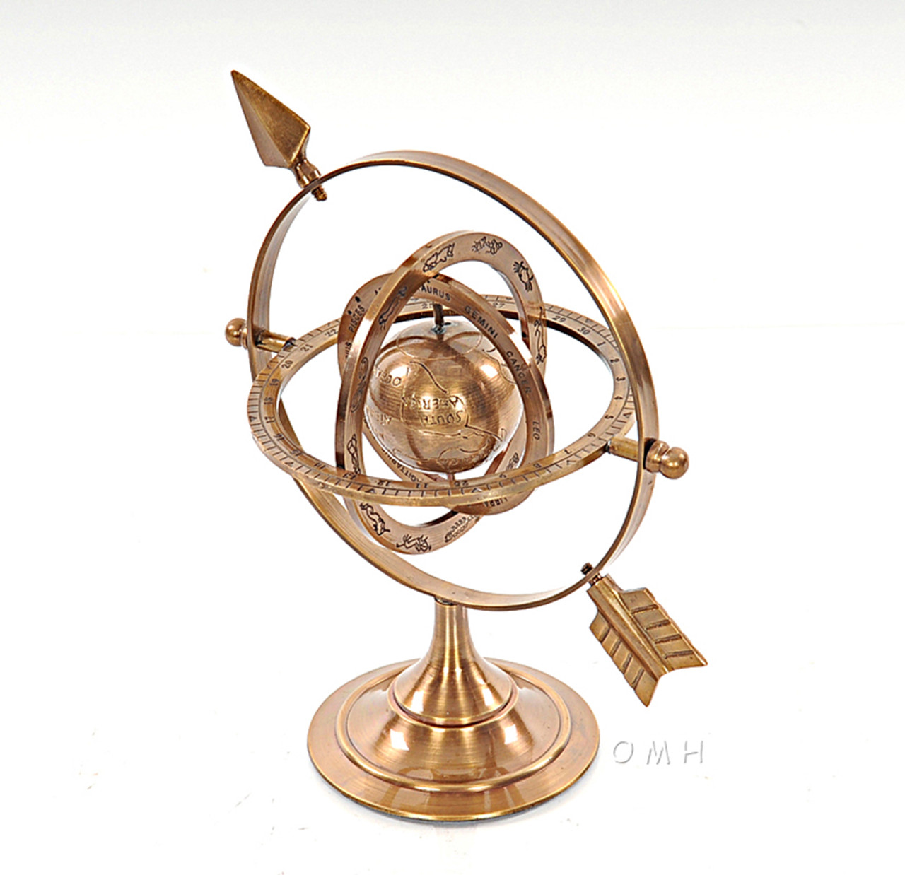 Brass Armillary Dial Sphere World Globe Desk Top