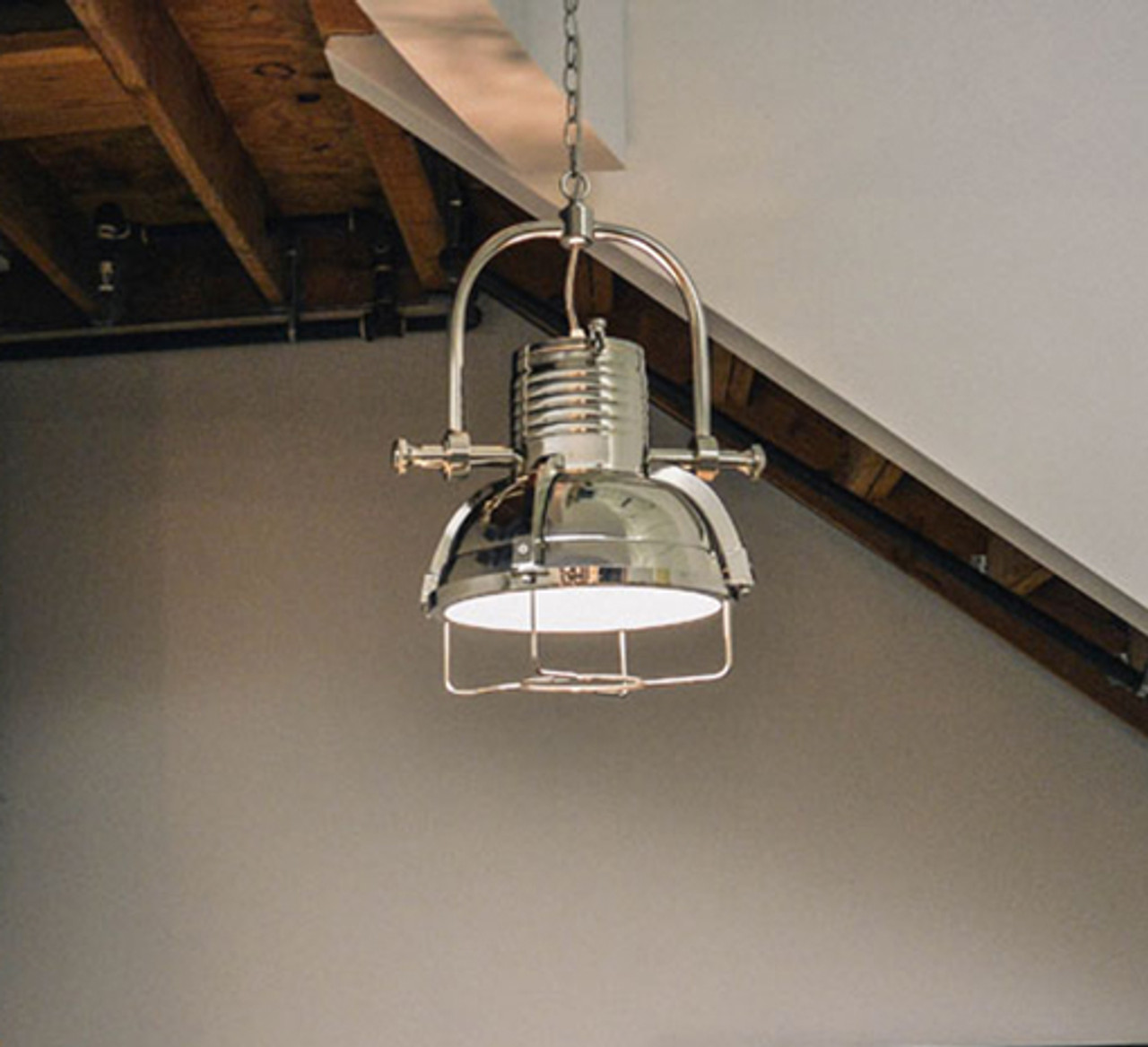 Cargo Hold Chrome Metal Pendant Hanging Lamp Light