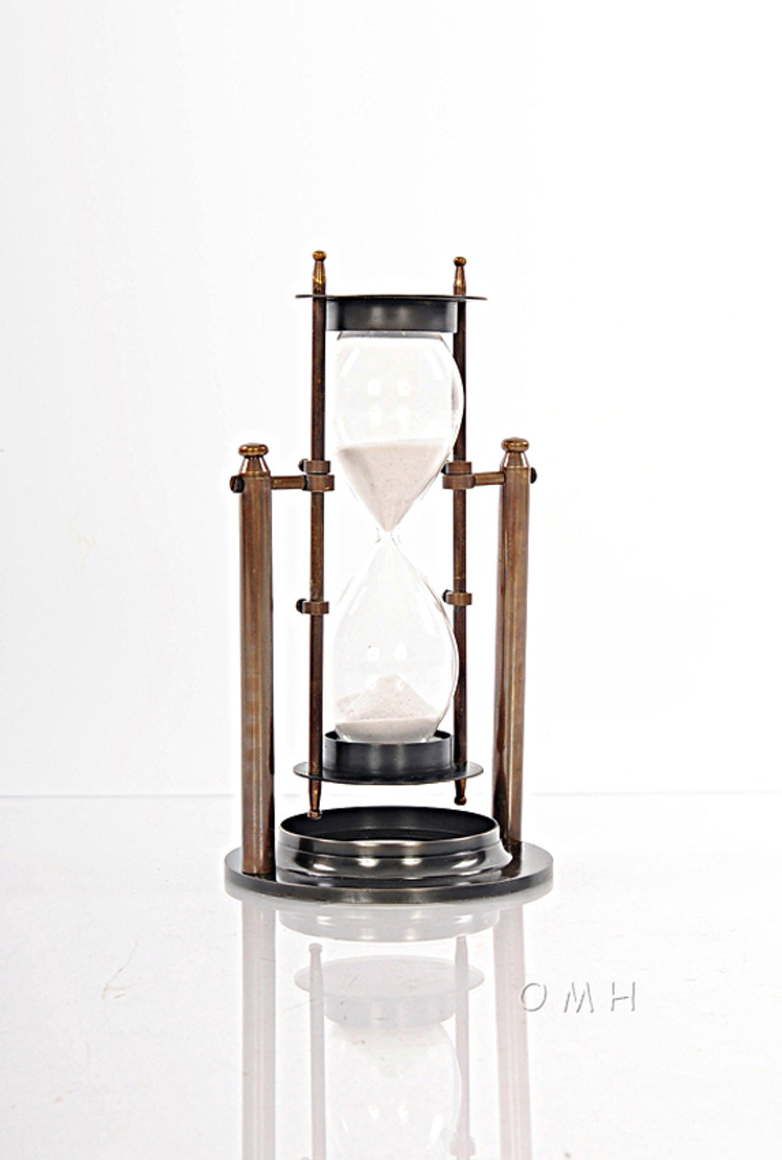 Brass Revolving Hourglass W Stand 8 5 Marine Sandglass Sand Timer Captjimscargo
