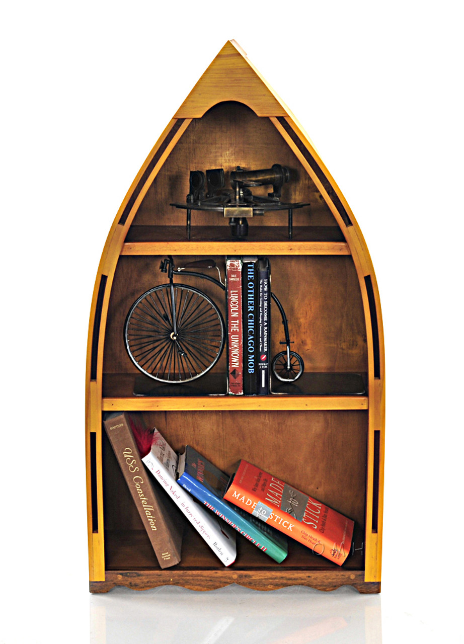 Small Row Boat Shaped Canoe Bookcase Bookshelf 34" Cedar Wood