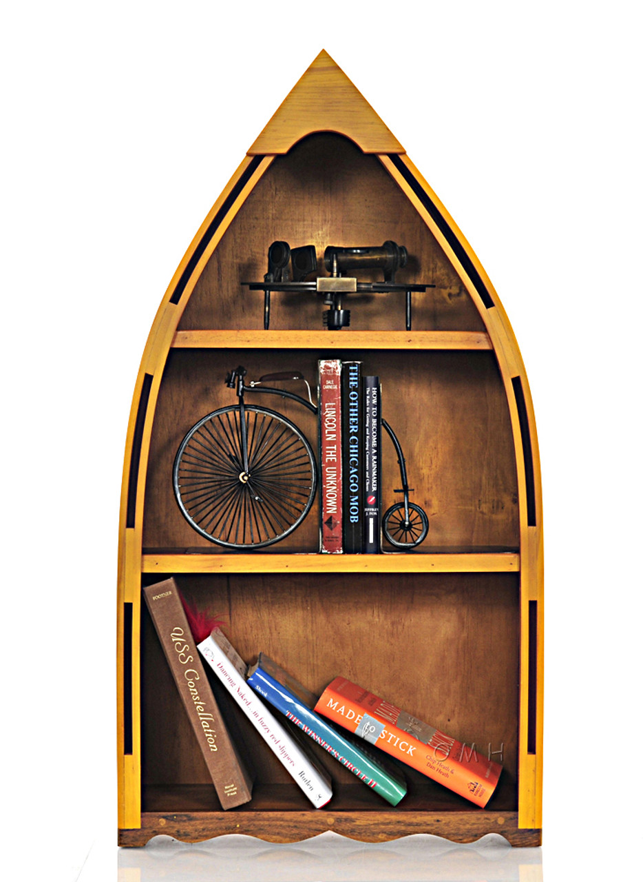 Small Row Boat Shaped Canoe Bookcase Bookshelf 34 Cedar Wood