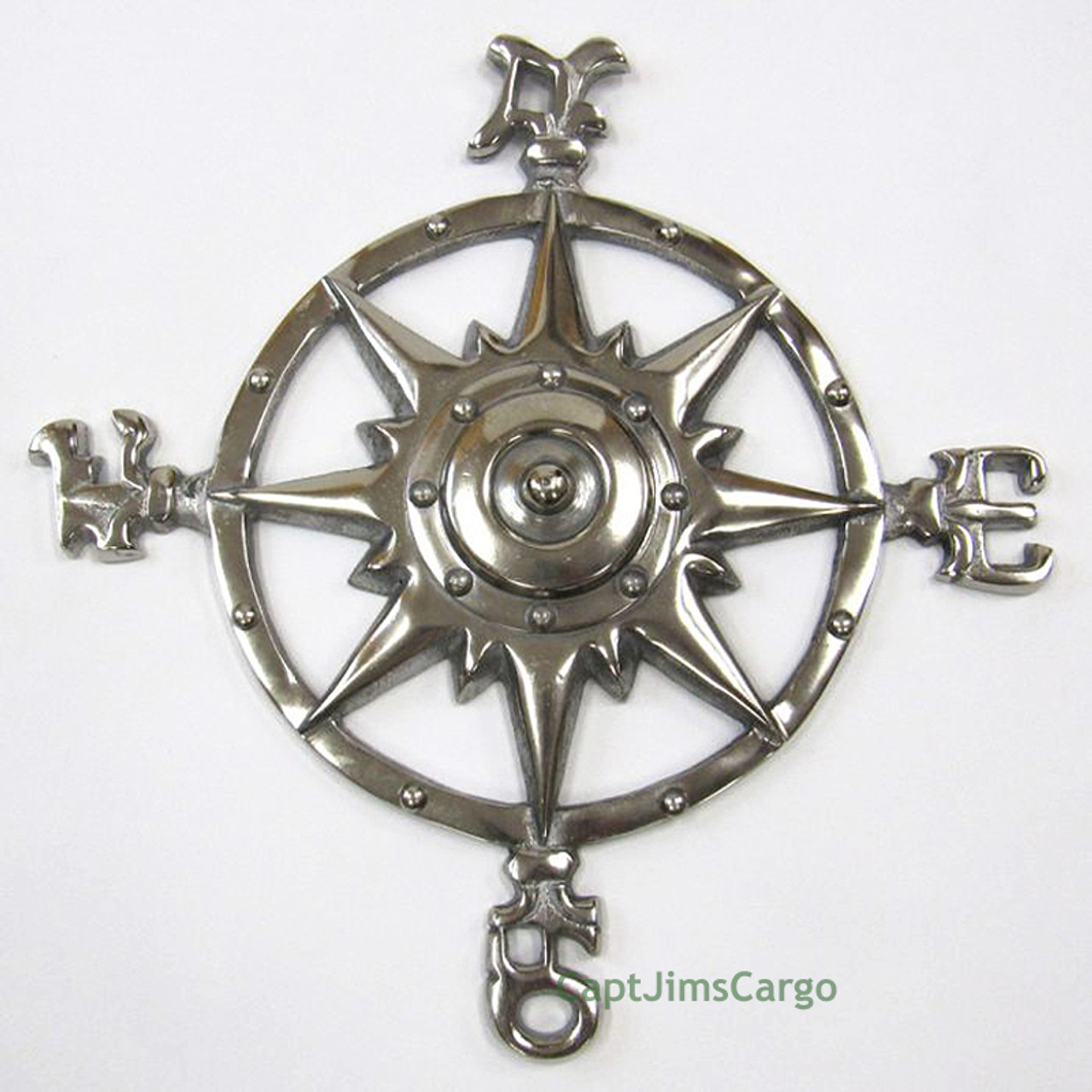 Aluminum Compass Rose Chrome Windrose Nautical Wall Decor