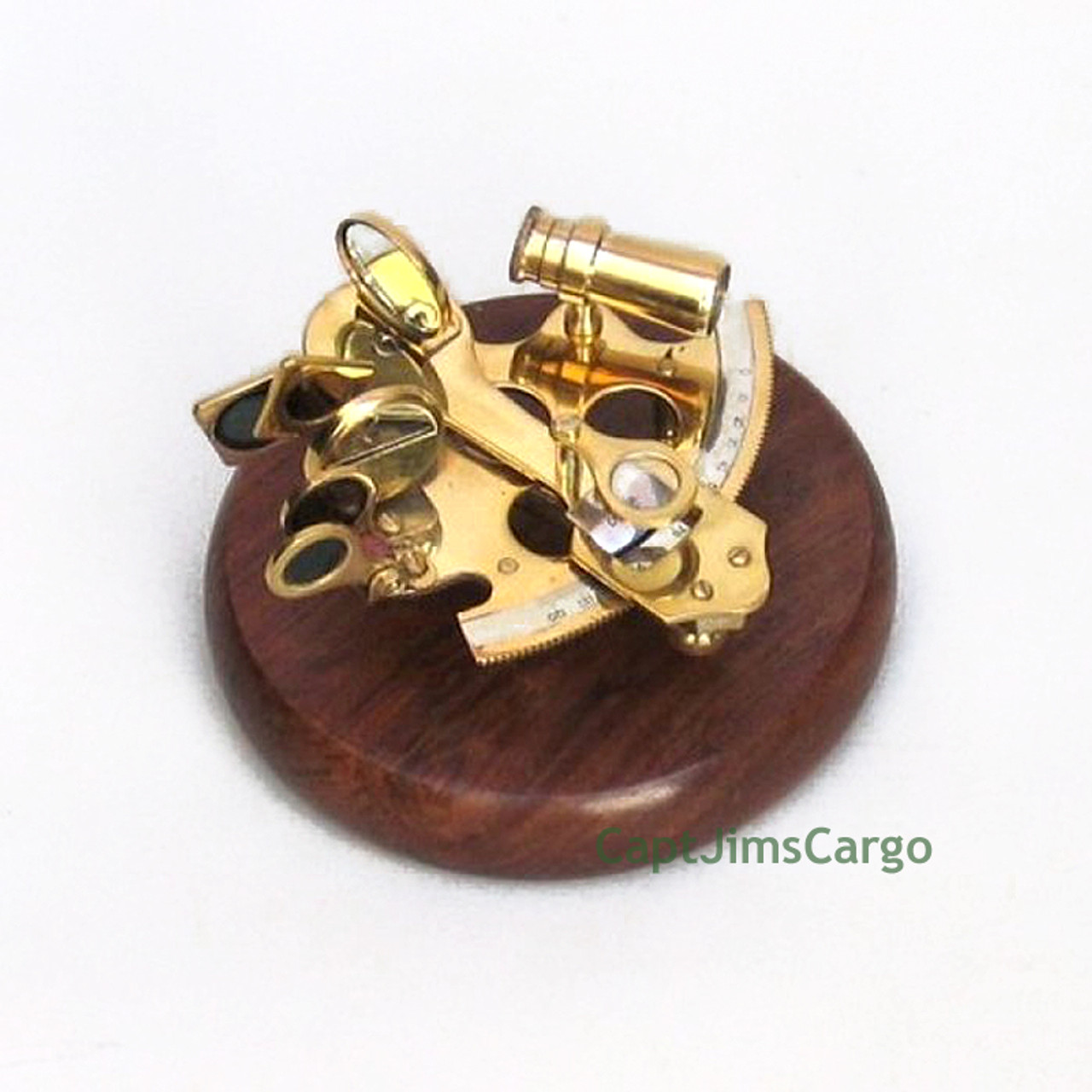 Brass Sextant Wooden Base Nautical Astrolabe Decor