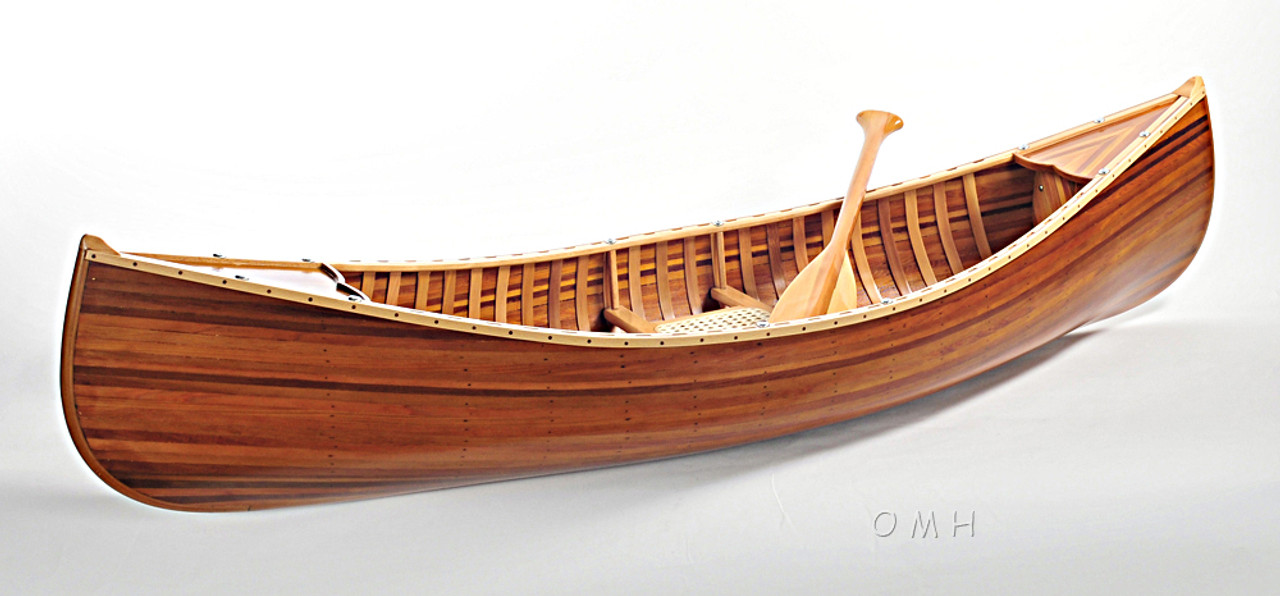 Cedar Strip Canoe Model Boat Flat Matte Finish