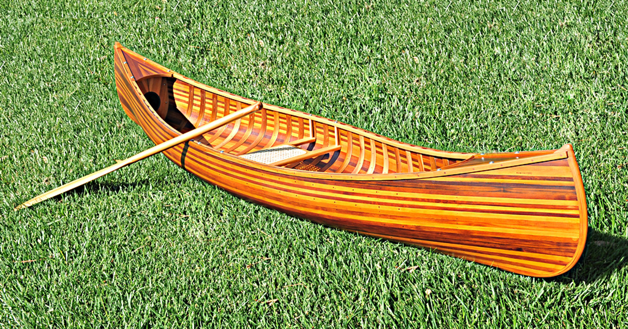 Display Cedar Strip Built Canoe Model Flat Matte